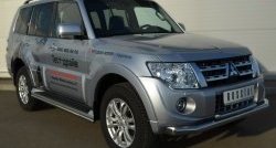 13 349 р. Защита порогов из круглой трубы диаметром 42 мм Russtal  Mitsubishi Pajero  4 V90 (2006-2015) дорестайлинг, 1-ый рестайлинг (Защита порогов с со скосами на торцах (вариант 1))  с доставкой в г. Москва. Увеличить фотографию 7