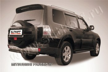 9 799 р. Защита задняя Slitkoff  Mitsubishi Pajero  4 V90 (2006-2020) дорестайлинг, 1-ый рестайлинг, 2-ой рестайлинг (Цвет: серебристый)  с доставкой в г. Москва. Увеличить фотографию 1