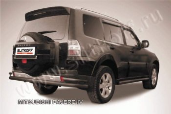 12 549 р. Защита задняя Slitkoff (d76/42)  Mitsubishi Pajero  4 V90 (2006-2020) дорестайлинг, 1-ый рестайлинг, 2-ой рестайлинг (Цвет: серебристый)  с доставкой в г. Москва. Увеличить фотографию 1