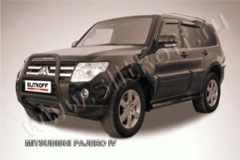 20 449 р. Кенгурятник d57 высокий Mitsubishi Pajero 4 V90 дорестайлинг (2006-2011) (Цвет: серебристый)  с доставкой в г. Москва. Увеличить фотографию 1