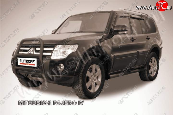 20 449 р. Кенгурятник d57 высокий  Mitsubishi Pajero ( 4 V90,  4 V80) (2006-2015) дорестайлинг, дорестайлинг, 1-ый рестайлинг, 3 дв. 1-ый рестайлинг (Цвет: серебристый)  с доставкой в г. Москва