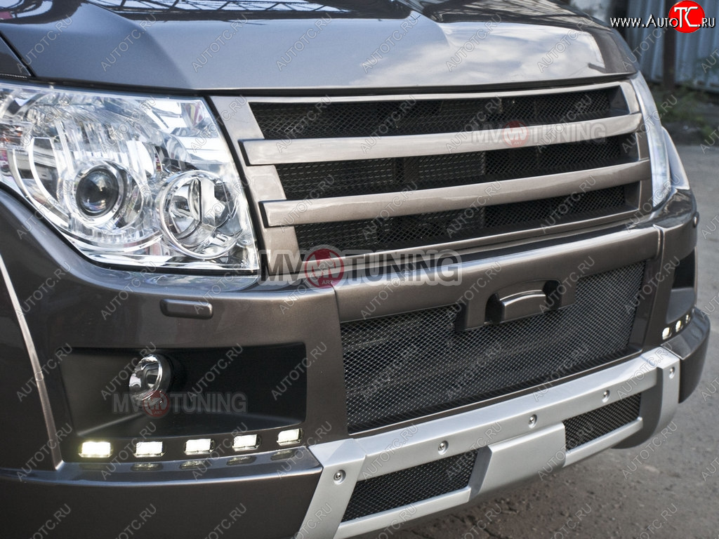 8 199 р. Решётка радиатора BROOMER Design Mitsubishi Pajero 4 V90 дорестайлинг (2006-2011) (Неокрашенная)  с доставкой в г. Москва