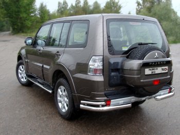 26 699 р. Защита заднего бампера (уголки двойные) ТСС 76,1/42,4 мм Mitsubishi Pajero 4 V90 дорестайлинг (2006-2011)  с доставкой в г. Москва. Увеличить фотографию 1