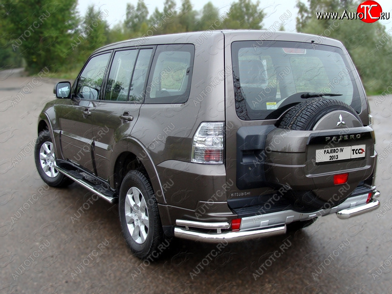 26 699 р. Защита заднего бампера (уголки двойные) ТСС 76,1/42,4 мм  Mitsubishi Pajero  4 V90 (2006-2011) дорестайлинг  с доставкой в г. Москва