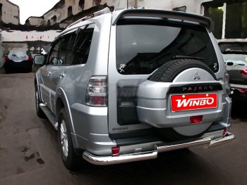 13 199 р. Защита заднего бампера WINBO (Ø76 мм, нержавейка)  Mitsubishi Pajero  4 V90 (2006-2011) дорестайлинг  с доставкой в г. Москва. Увеличить фотографию 1