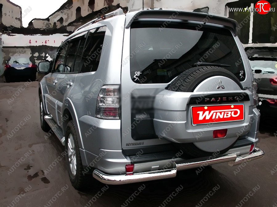 13 199 р. Защита заднего бампера WINBO (Ø76 мм, нержавейка)  Mitsubishi Pajero  4 V90 (2006-2011) дорестайлинг  с доставкой в г. Москва