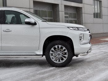 30 999 р. Защита переднего бампера SLITKOFF (Ø63 мм с уголками, нержавейка) Mitsubishi Pajero Sport QF рестайлинг (2019-2022)  с доставкой в г. Москва. Увеличить фотографию 4