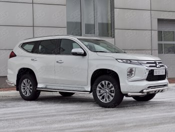 30 999 р. Защита переднего бампера SLITKOFF (Ø63 мм с уголками, нержавейка) Mitsubishi Pajero Sport QF рестайлинг (2019-2022)  с доставкой в г. Москва. Увеличить фотографию 3