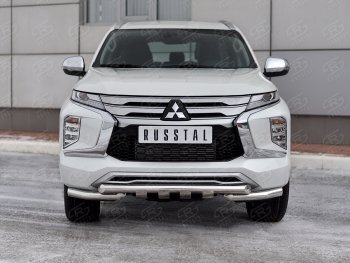 30 999 р. Защита переднего бампера SLITKOFF (Ø63 мм с уголками, нержавейка) Mitsubishi Pajero Sport QF рестайлинг (2019-2022)  с доставкой в г. Москва. Увеличить фотографию 2