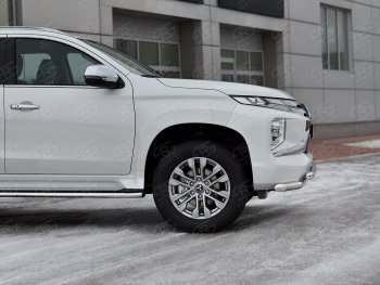 22 699 р. Защита переднего бампера (2 трубы Ø63 и 42 мм, нержавейка) SLITKOFF  Mitsubishi Pajero Sport  QF (2019-2022) рестайлинг  с доставкой в г. Москва. Увеличить фотографию 4