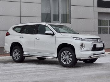 22 699 р. Защита переднего бампера (2 трубы Ø63 и 42 мм, нержавейка) SLITKOFF  Mitsubishi Pajero Sport  QF (2019-2022) рестайлинг  с доставкой в г. Москва. Увеличить фотографию 3