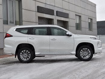 13 349 р. Защита порогов на Russtal (Ø42 мм)  Mitsubishi Pajero Sport  QF (2019-2022) рестайлинг (полированная нержавейка)  с доставкой в г. Москва. Увеличить фотографию 3