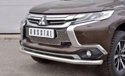 3 749 р. Защитная решётка в воздуховод бампера Berkut (нержавейка) Mitsubishi Pajero Sport QE дорестайлинг (2015-2021)  с доставкой в г. Москва. Увеличить фотографию 2