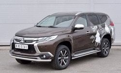 16 849 р. Защита переднего бампера (Ø63 мм, нержавейка) SLITKOFF  Mitsubishi Pajero Sport  QE (2015-2021) дорестайлинг  с доставкой в г. Москва. Увеличить фотографию 2