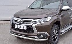 16 849 р. Защита переднего бампера (Ø63 мм, нержавейка) SLITKOFF  Mitsubishi Pajero Sport  QE (2015-2021) дорестайлинг  с доставкой в г. Москва. Увеличить фотографию 3