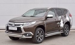 18 449 р. Защита переднего бампера (2 трубыØ63 мм, нержавейка) SLITKOFF  Mitsubishi Pajero Sport  QE (2015-2021) дорестайлинг  с доставкой в г. Москва. Увеличить фотографию 2