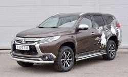 17 549 р. Защита переднего бампера (Ø76 мм, нержавейка) SLITKOFF Mitsubishi Pajero Sport QE дорестайлинг (2015-2021)  с доставкой в г. Москва. Увеличить фотографию 2