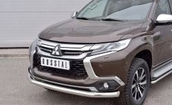 17 549 р. Защита переднего бампера (Ø76 мм, нержавейка) SLITKOFF Mitsubishi Pajero Sport QE дорестайлинг (2015-2021)  с доставкой в г. Москва. Увеличить фотографию 3