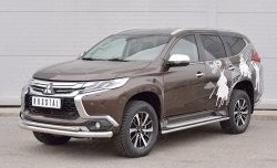 21 999 р. Защита переднего бампера (2 трубыØ76 и 42 мм, нержавейка) SLITKOFF Mitsubishi Pajero Sport QE дорестайлинг (2015-2021)  с доставкой в г. Москва. Увеличить фотографию 2