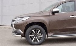 21 999 р. Защита переднего бампера (2 трубыØ76 и 42 мм, нержавейка) SLITKOFF Mitsubishi Pajero Sport QE дорестайлинг (2015-2021)  с доставкой в г. Москва. Увеличить фотографию 4