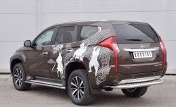 22 849 р. Защита заднего бампера (Ø63 мм, нержавейка) SLITKOFF  Mitsubishi Pajero Sport  QE (2015-2021) дорестайлинг (лист - алюминий, профиль - нержавейка)  с доставкой в г. Москва. Увеличить фотографию 2