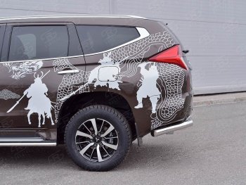 27 999 р. Защита заднего бампера (Ø63 мм, нержавейка) SLITKOFF  Mitsubishi Pajero Sport  QE (2015-2021) дорестайлинг (лист - нержавейка, профиль - нержавейка)  с доставкой в г. Москва. Увеличить фотографию 2