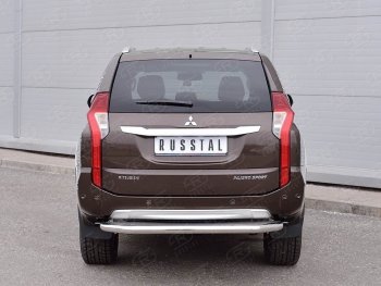 27 999 р. Защита заднего бампера (Ø63 мм, нержавейка) SLITKOFF  Mitsubishi Pajero Sport  QE (2015-2021) дорестайлинг (лист - нержавейка, профиль - нержавейка)  с доставкой в г. Москва. Увеличить фотографию 3