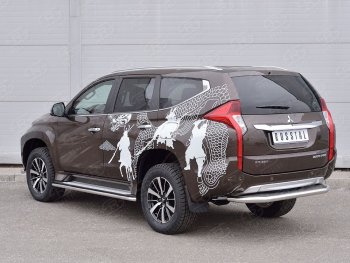 Защита заднего бампера (Ø63 мм, нержавейка) SLITKOFF Mitsubishi (Митсубиси) Pajero Sport (Паджеро)  QE (2015-2021) QE дорестайлинг