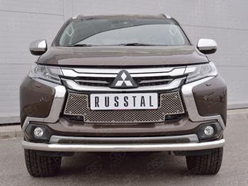 4 299 р. Сетка нижнего воздухозаборника (нержавеющая сталь) Russtal  Mitsubishi Pajero Sport  QE (2015-2021) дорестайлинг  с доставкой в г. Москва. Увеличить фотографию 1