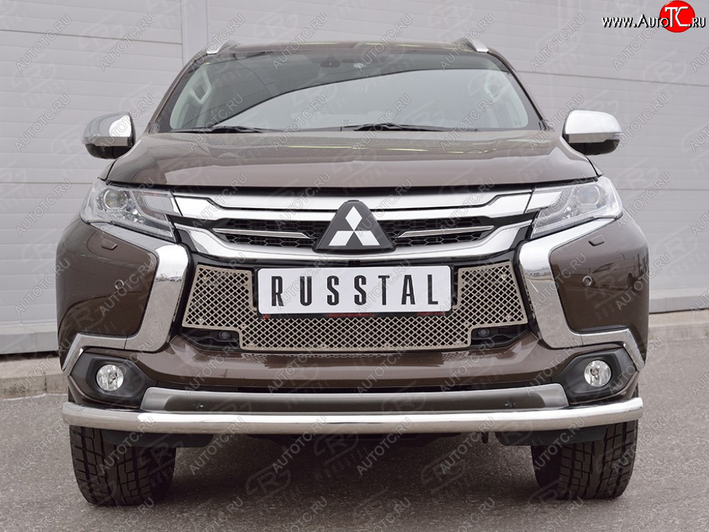 4 299 р. Сетка нижнего воздухозаборника (нержавеющая сталь) Russtal  Mitsubishi Pajero Sport  QE (2015-2021) дорестайлинг  с доставкой в г. Москва