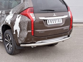 Защита заднего бампера (Ø63 мм, нержавейка) SLITKOFF Mitsubishi (Митсубиси) Pajero Sport (Паджеро)  QE (2015-2021) QE дорестайлинг