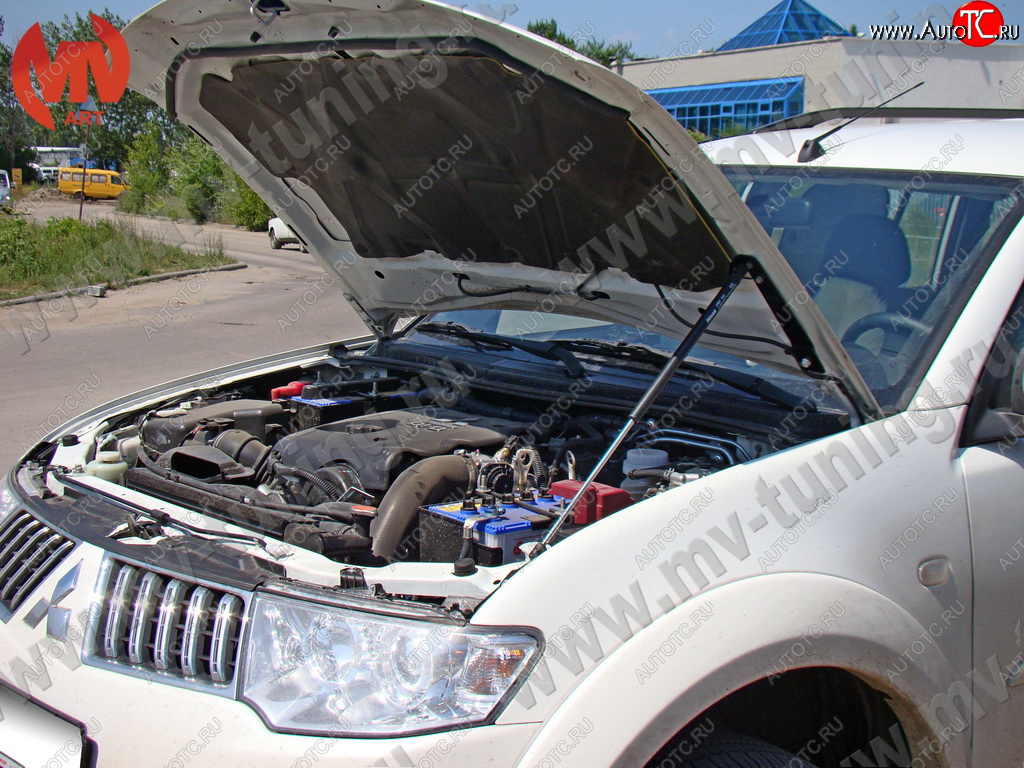 2 969 р. Упор капота MV-Tuning (одинарный) Mitsubishi Pajero Sport PB дорестайлинг (2008-2013)  с доставкой в г. Москва