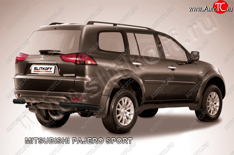 5 699 р. Защита заднего бампера (уголки, сталь окрашенная, Ø57 мм)  Mitsubishi Pajero Sport  PB (2008-2013) дорестайлинг (Цвет: серебристый)  с доставкой в г. Москва