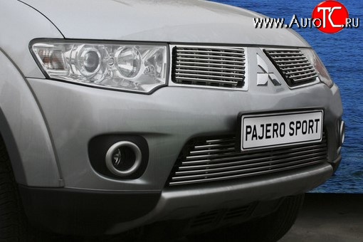 5 399 р. Декоративная вставка решетки радиатора Berkut Mitsubishi Pajero Sport PB дорестайлинг (2008-2013)  с доставкой в г. Москва