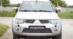 2 179 р. Защитная сетка решетки переднего бампера РА Mitsubishi Pajero Sport PB дорестайлинг (2008-2013)  с доставкой в г. Москва. Увеличить фотографию 2