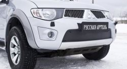 969 р. Зимняя заглушка решетки переднего бампера РА Mitsubishi Pajero Sport PB дорестайлинг (2008-2013)  с доставкой в г. Москва. Увеличить фотографию 3