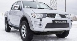 Зимняя заглушка решетки переднего бампера РА Mitsubishi Pajero Sport PB дорестайлинг (2008-2013)