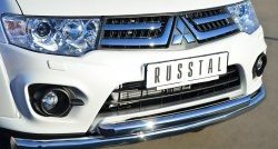 24 699 р. Защита переднего бампера (2 трубыØ63 мм, нержавейка) SLITKOFF Mitsubishi Pajero Sport PB рестайлинг (2013-2017)  с доставкой в г. Москва. Увеличить фотографию 2