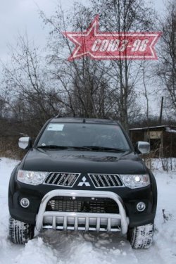 18 314 р. Защита переднего бампера Souz-96 (d76) Mitsubishi Pajero Sport PB дорестайлинг (2008-2013)  с доставкой в г. Москва. Увеличить фотографию 2