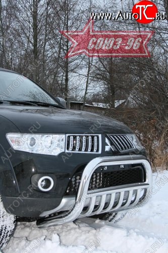 18 314 р. Защита переднего бампера Souz-96 (d76) Mitsubishi Pajero Sport PB дорестайлинг (2008-2013)  с доставкой в г. Москва