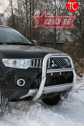 16 739 р. Защита переднего бампера Souz-96 (d76) Mitsubishi Pajero Sport PB дорестайлинг (2008-2013)  с доставкой в г. Москва