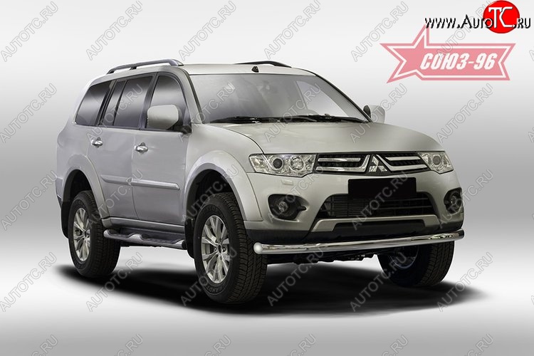 11 654 р. Защита переднего бампера одинарная Souz-96 (d76) Mitsubishi Pajero Sport PB дорестайлинг (2008-2013)  с доставкой в г. Москва