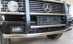 Защита переднего бампера (2 трубы Ø63 и 42 мм, нержавейка) SLITKOFF Mercedes-Benz (Мерседес-Бенс) G class (Г)  W463 (1989-1994) W463 5 дв. дорестайлинг