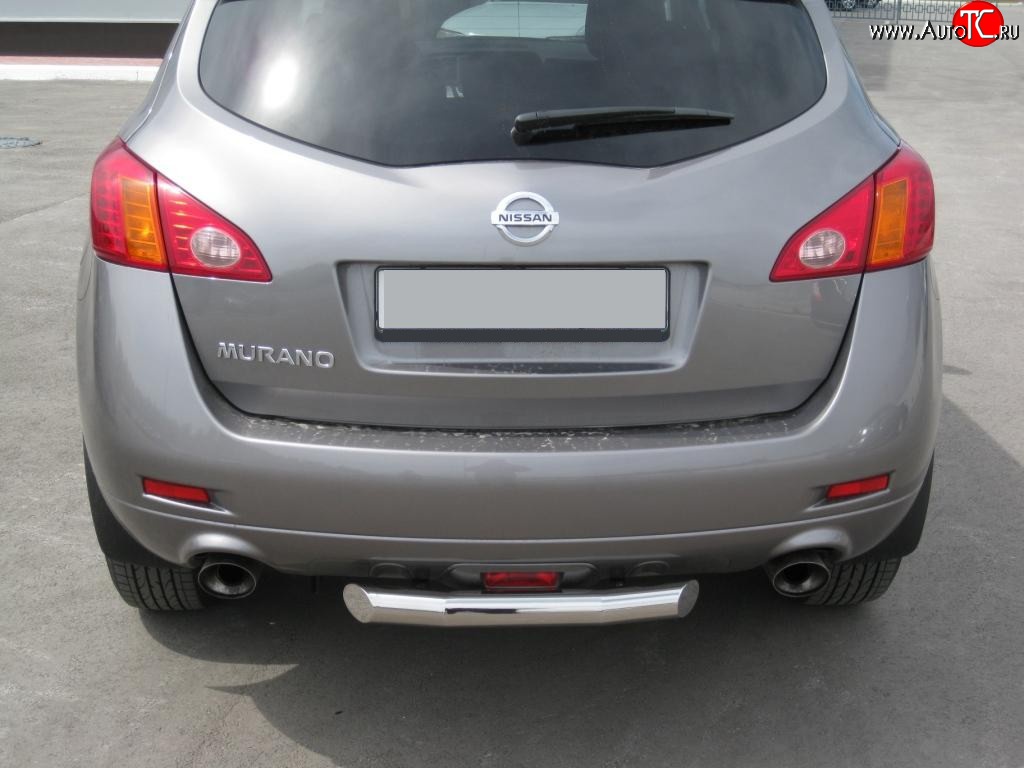 14 999 р. Защита заднего бампера (Ø63, короткая, нержавейка) SLITKOFF  Nissan Murano  2 Z51 (2008-2016) дорестайлинг, рестайлинг (Нержавеющая сталь)  с доставкой в г. Москва