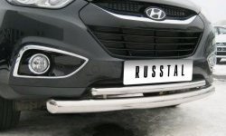 Защита переднего бампера (2 трубыØ63 и 42 мм, нержавейка) SLITKOFF Hyundai IX35 LM дорестайлинг (2009-2013)