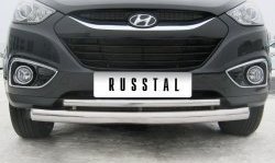 21 299 р. Защита переднего бампера (2 трубыØ76 и 42 мм, нержавейка) SLITKOFF Hyundai IX35 LM рестайлинг (2013-2018)  с доставкой в г. Москва. Увеличить фотографию 2