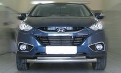 Защита переднего бампера (2 трубыØ76 и 42 мм, нержавейка) SLITKOFF Hyundai IX35 LM рестайлинг (2013-2018)