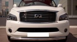 18 749 р. Одинарная защита переднего бампера SLITKOFF 76 мм INFINITI QX56 Z62 (2010-2013) (Неокрашенный)  с доставкой в г. Москва. Увеличить фотографию 2