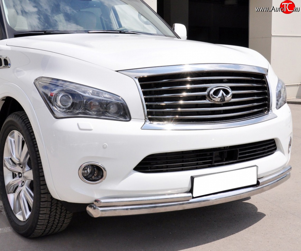 17 299 р. Защита переднего бампера (2 трубыØ76 и 42 мм, нержавейка) SLITKOFF  INFINITI QX56  Z62 (2010-2013)  с доставкой в г. Москва