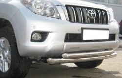 24 899 р. Защита переднего бампера (2 трубыØ76 и 63 мм, нержавейка) SLITKOFF Toyota Land Cruiser Prado J150 дорестайлинг (2009-2013)  с доставкой в г. Москва. Увеличить фотографию 2